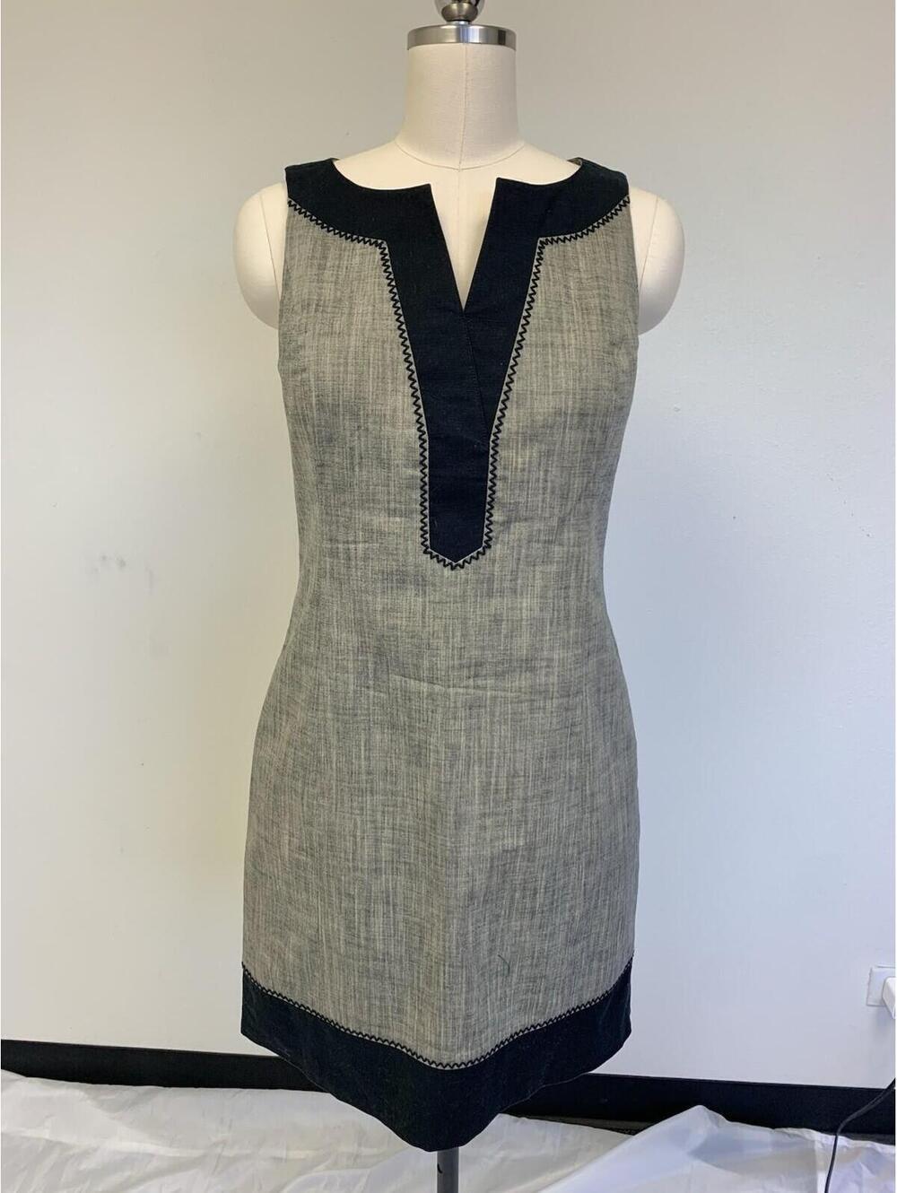 Tommy Bahama Women Classic Linen Sz 6 Or S Dress Gray Black